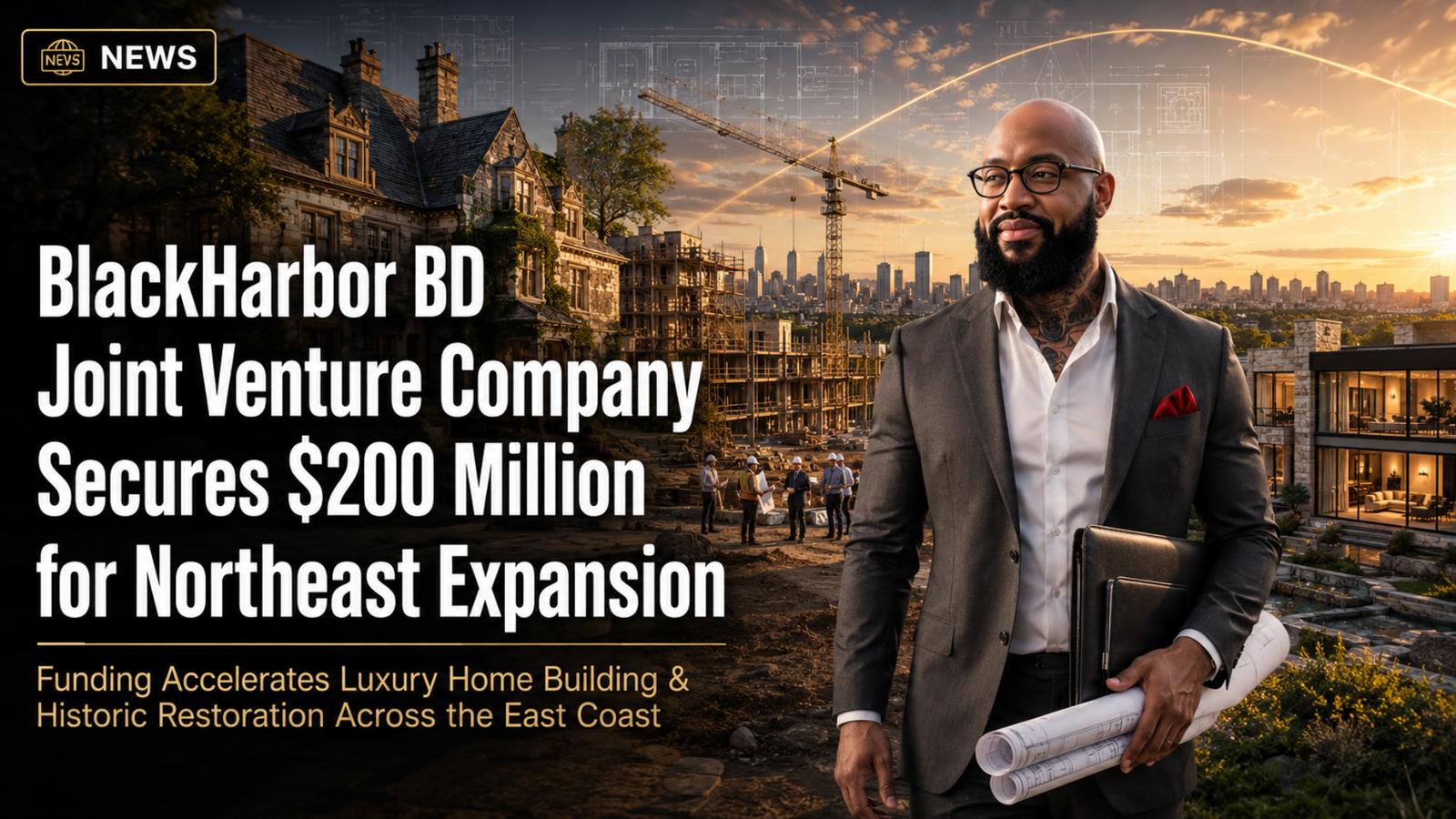 BlackHarbor BD Joint Venture Company Sets Sail for  Northeast Expansion, Securing $200 Million for  Luxury Home Building and Historic Restoration  Projects.
